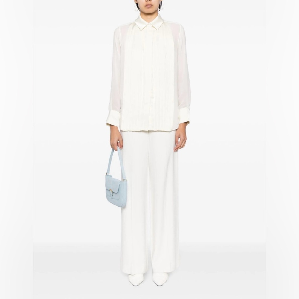 Simkhai Elegant Cream Pleated Blouse